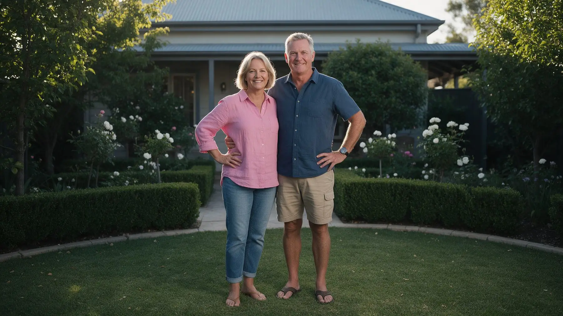 Couple in their garden in front of their home, how much equity is needed for a secured business loan